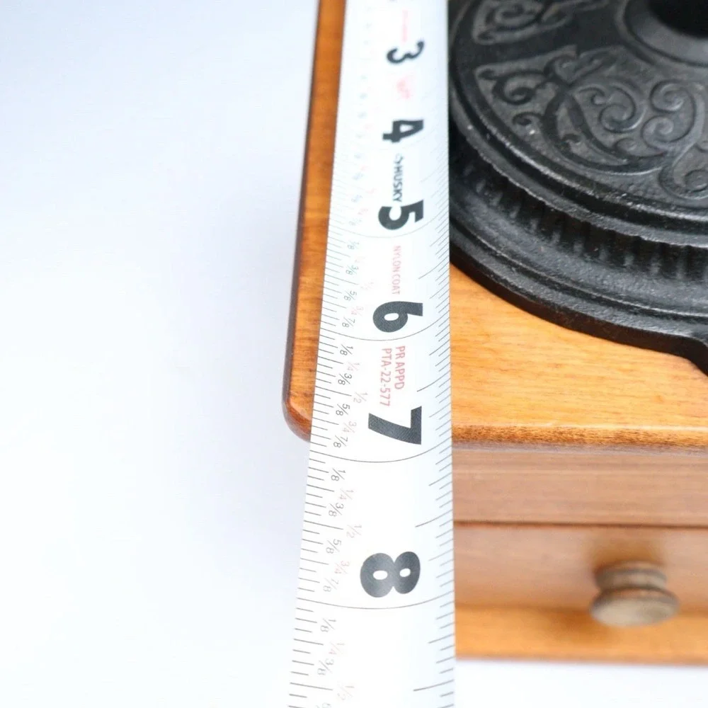 VTG Finger Jointed Wood Coffee Grinder Mill Box + Drawer Hand Crank 5x7